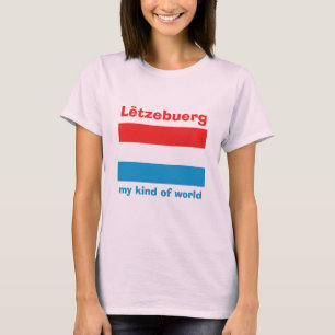 Camiseta da Bandeira do Luxemburgo + Mapa + Texto