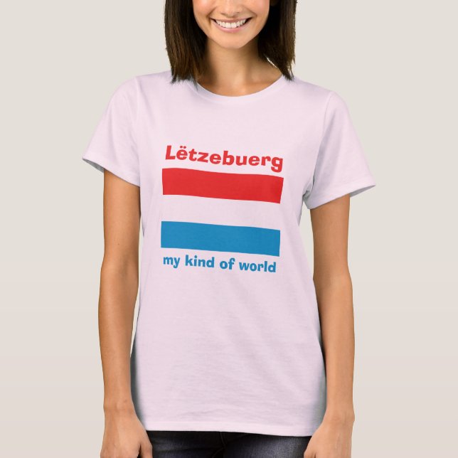Camiseta da Bandeira do Luxemburgo + Mapa + Texto (Frente)
