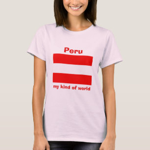 Camiseta da Bandeira do Peru + Mapa + Texto