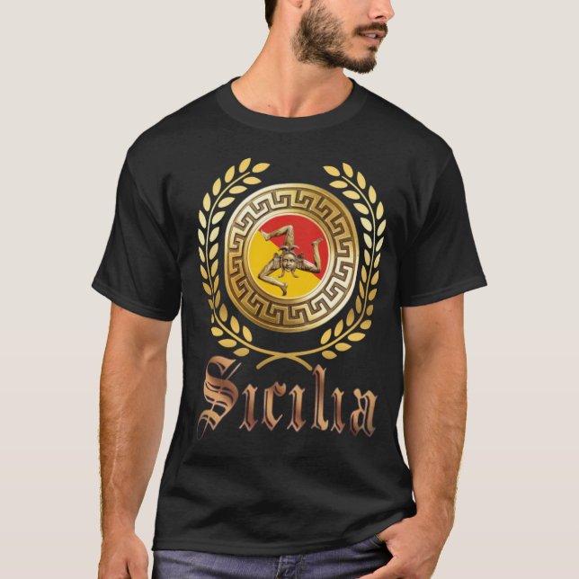 Camiseta da Bandeira e Emblem da Sicília (Frente)