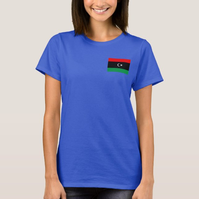 Camiseta da Bandeira e Mapa da Líbia (Frente)