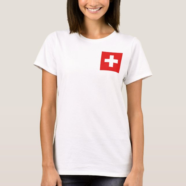 Camiseta da Bandeira e Mapa da Suíça (Frente)