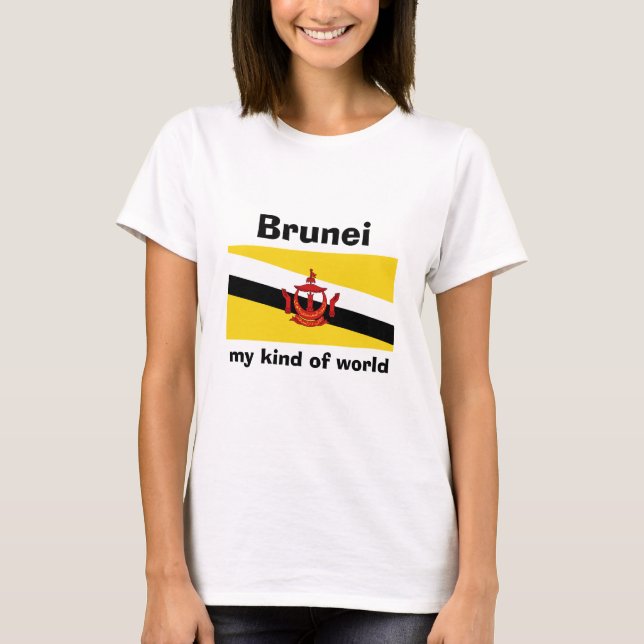 Camiseta da Bandeira e Mapa de Brunei + Texto (Frente)