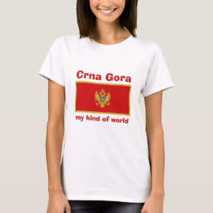 Camiseta da Bandeira e Mapa de Montenegro + Texto