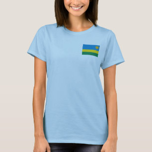 Camiseta da Bandeira e Mapa de Ruanda