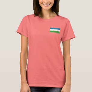 Camiseta da Bandeira e Mapa do Uzbequistão