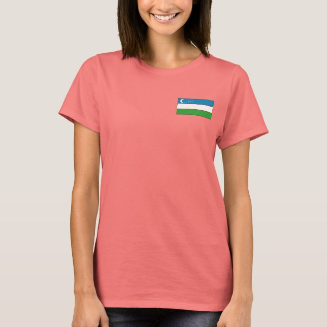 Camiseta da Bandeira e Mapa do Uzbequistão (Frente)