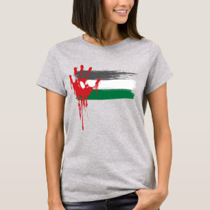 Camiseta da Bandeira Manchada de Sangue Palestina 