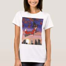 Camiseta da Bruxa Raposa Voadora no Halloween