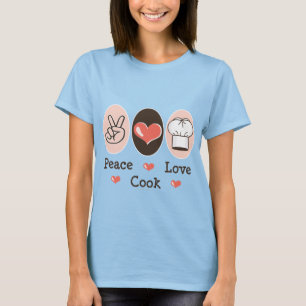 Camiseta da campainha do cozinheiro do amor da paz