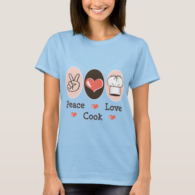 Camiseta da campainha do cozinheiro do amor da paz (Frente)