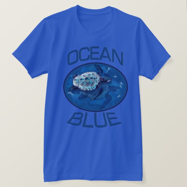 Camiseta da Canvas do Oceano azul da Tartaruga (Frente do Design)