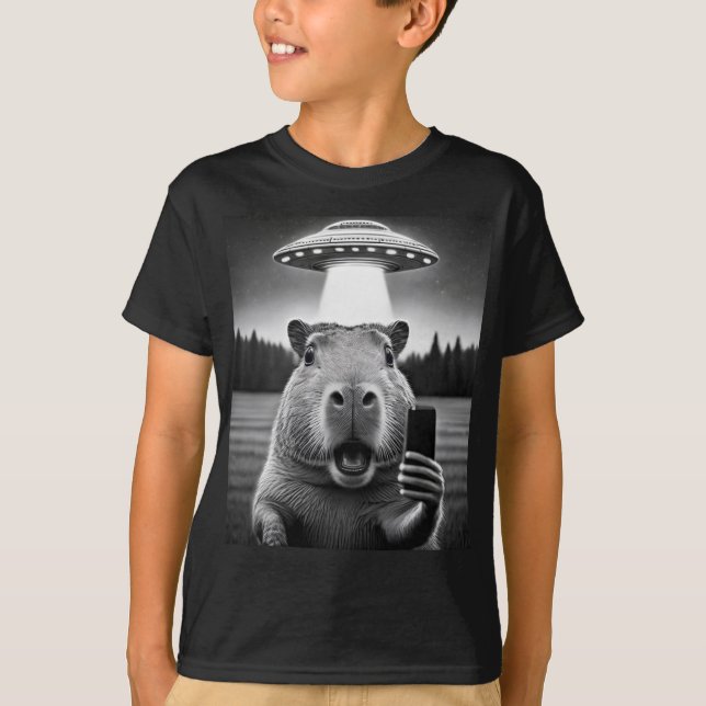 Camiseta da Capybara Selfie Ufo Invasão Engraçado (Frente)