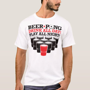Camiseta Da cerveja de Pong da bebida o dia inteiro do jogo