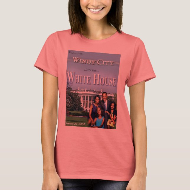 Camiseta Da cidade de Windy à casa branca (senhoras) (Frente)