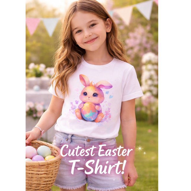 Camiseta da coelhinha da Páscoa fofa – Rosa Pastel (Criador carregado)