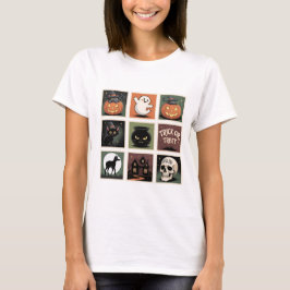 Camiseta da Coleção de Selos de Halloween Retro