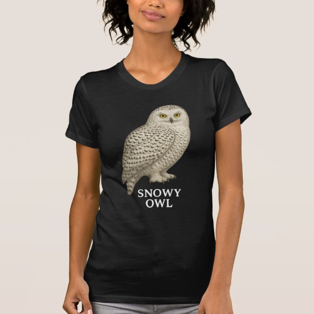Camiseta da Coruja da Neve: Design de Ave de Rapin (Frente)