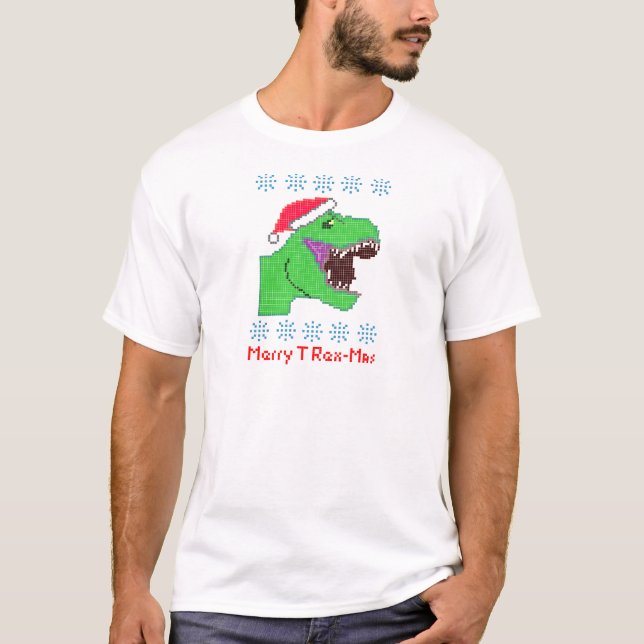 Camiseta Da "dinossauro festivo do Natal do Rex-Mas feliz (Frente)
