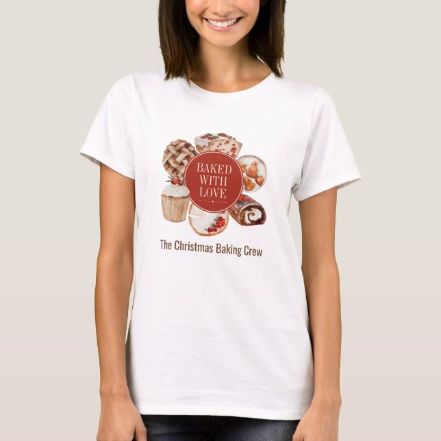 Camiseta da Equipe de Confeitaria de Natal com Amo (Frente)