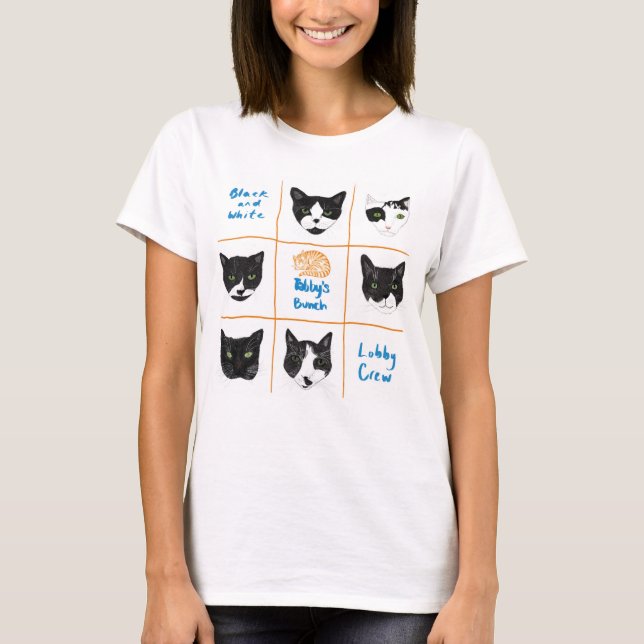 Camiseta da equipe de lobby branca e preta (Frente)