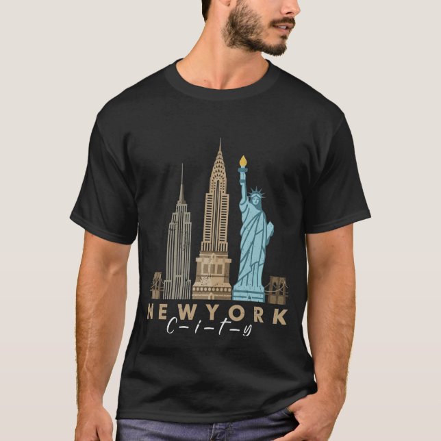 Camiseta da Estátua da Liberdade Skyline NYC Nova  (Frente)