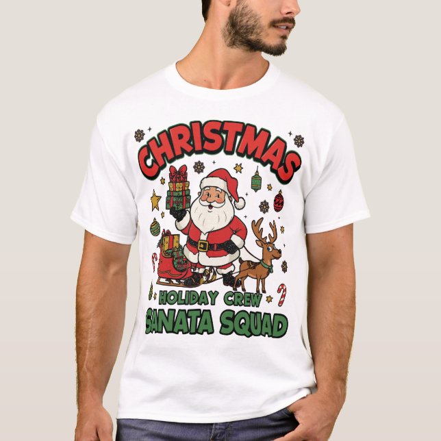Camiseta da Família Cartoon de Reindeer de Natal (Frente)