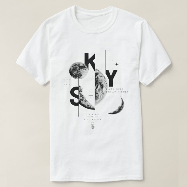 Camiseta da Fase da Lua do Céu (Frente do Design)