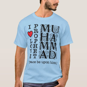 Camiseta da Fé Muçulmana   Eu Amo o Profeta Maomé 