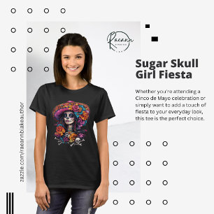 Camiseta da Festa da Garota do Crânio de Açúcar Me