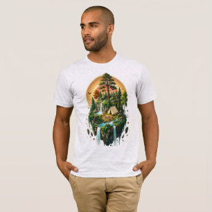 Camiseta da Floresta da Cachoeira de Camping na Il