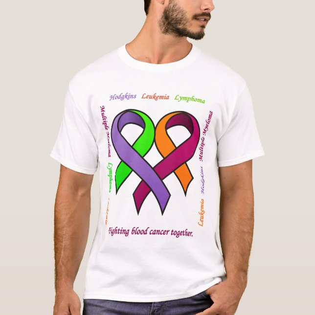 Camiseta Da luta de sangue do cancer t-shirt junto (Frente)