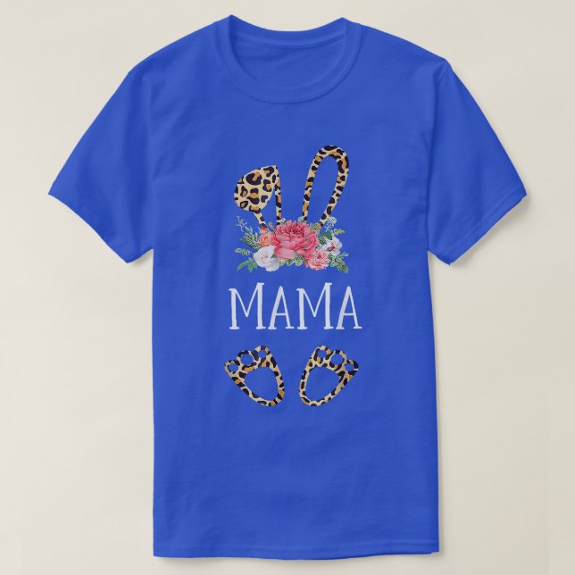 Camiseta Da Mãe da Mãe de Felz pascoa Coelhinha de Leopardo (Frente do Design)