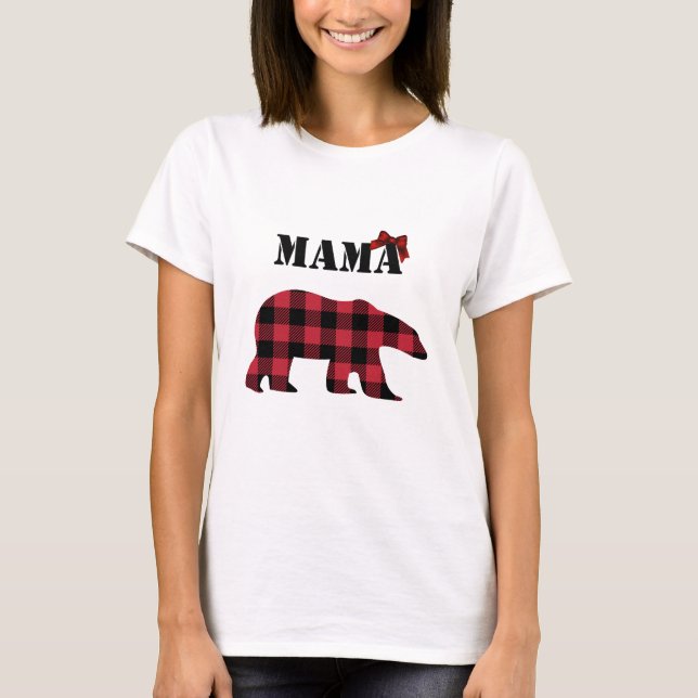 Camiseta da Mama Bear, Xadrez de Buffalo (Frente)