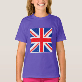 Camiseta da menina com a bandeira do Reino Unido