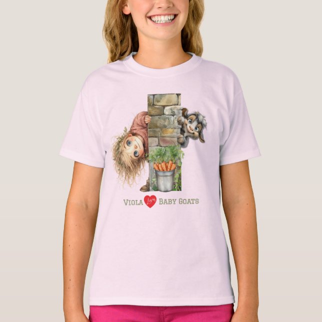 Camiseta da Menina Curiosa e do Bode Curioso (Frente)