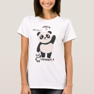 Camiseta da Menina Panda Doce Estilo Panda Kawa