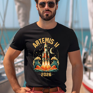 Camiseta da Missão Artemis II NASA Foguete Lua