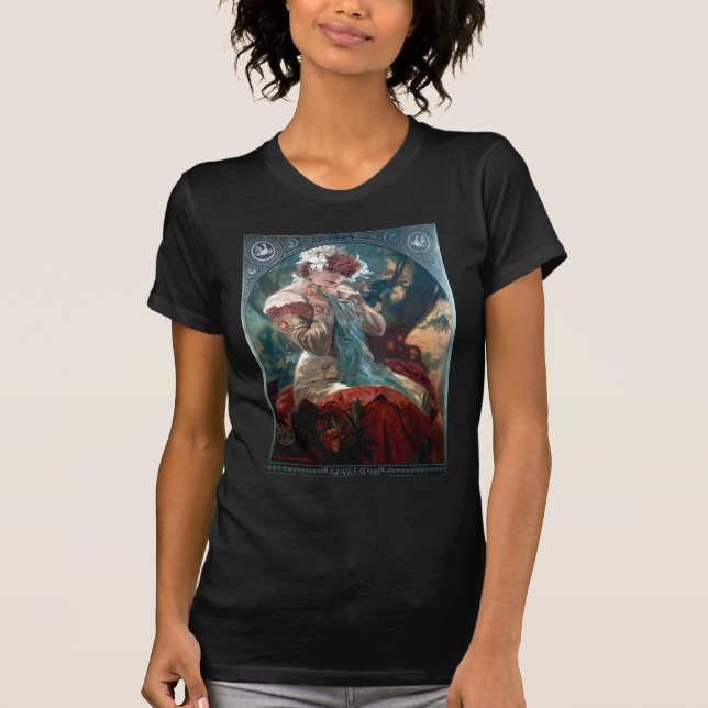 Camiseta Da mulher Lefevre-Utile do art deco de Mucha (Frente)