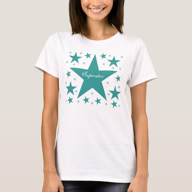Camiseta da Mulher Superstar, Teal (Frente)