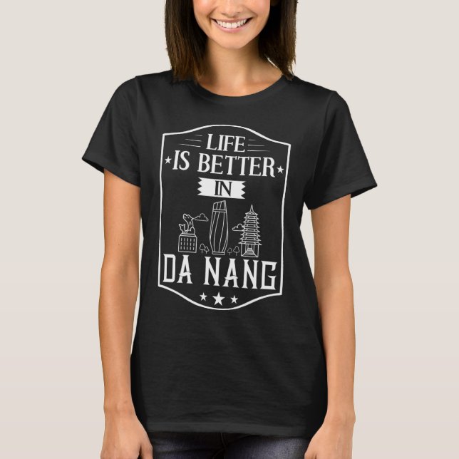 Camiseta Da Nang Vietnam City Skyline Map Viagem (Frente)