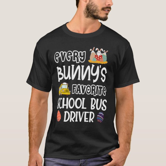 Camiseta Da Páscoa de Maquinista de Ônibus Escolar Favorito (Frente)