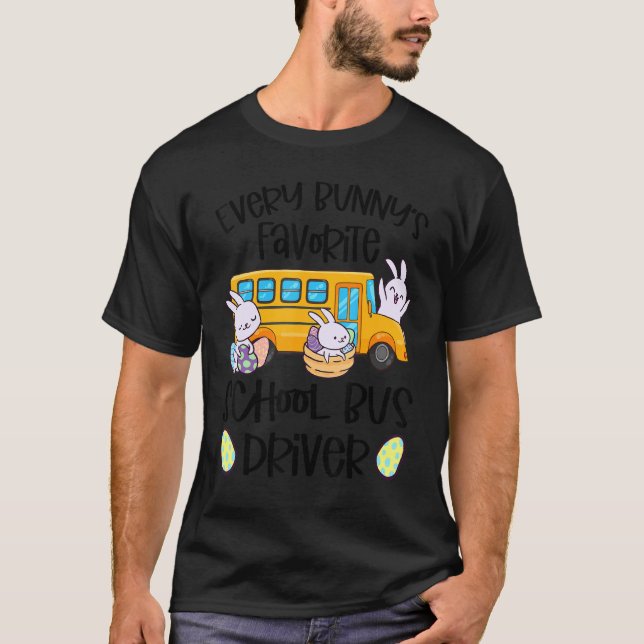 Camiseta Da Páscoa de Maquinista de Ônibus Escolar Favorito (Frente)