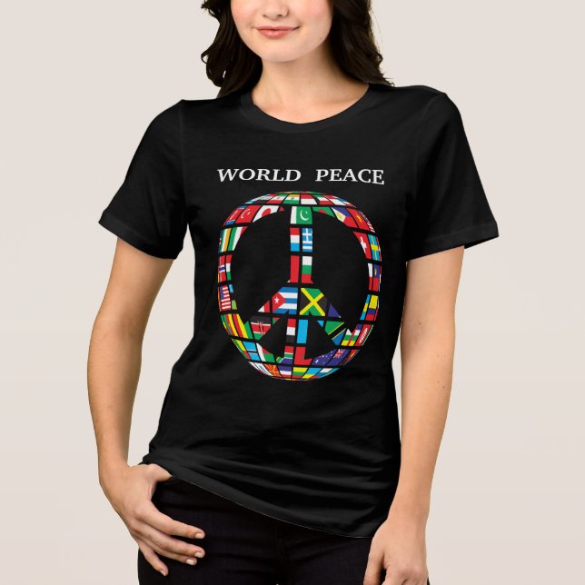 Camiseta da paz mundial Tri-Blend Shirt (Frente)