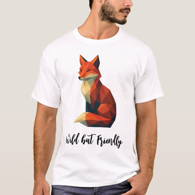 Camiseta da Raposa com Título: Selvagem mas Amigáv (Frente)