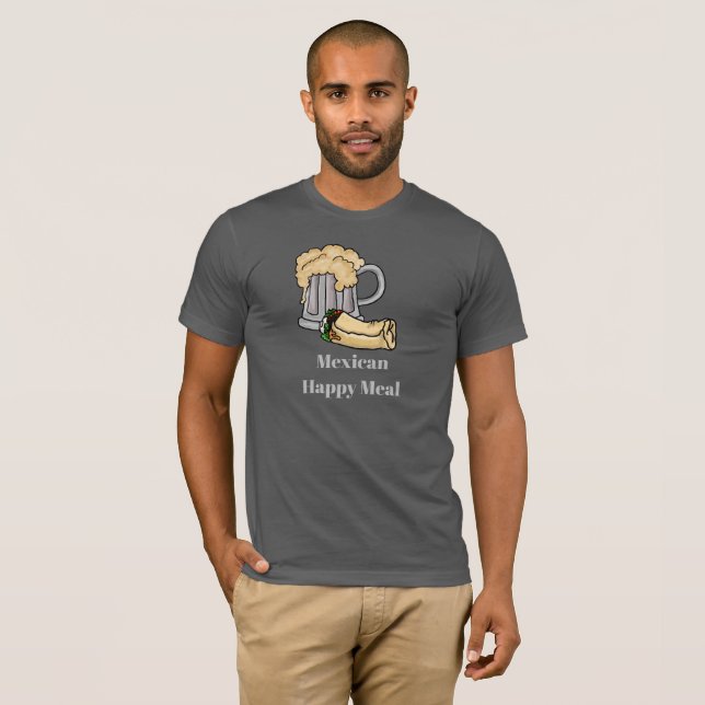 Camiseta da Refeição Feliz Mexicana com Cerveja e  (Frente Completa)