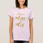 Camiseta Da Senhorita até a Chá de panela do partido Gold F<br><div class="desc">Da Senhorita à Sra. Chá de panela Gold Foil Script Black Dress para um Chá de panela moderno e elegante.</div>