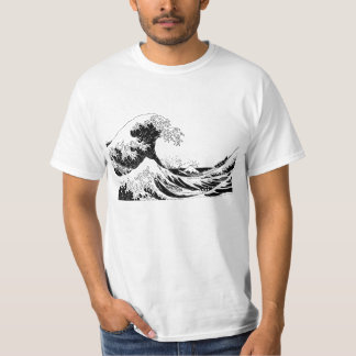 Camiseta Da "t-shirt grande onda", tamanho preto e branco L