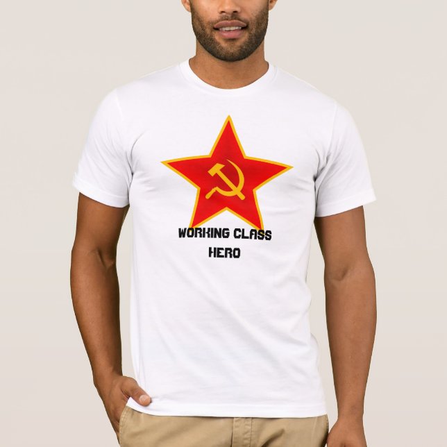 Camiseta Da "t-shirt vermelho do herói classe trabalhadora" (Frente)