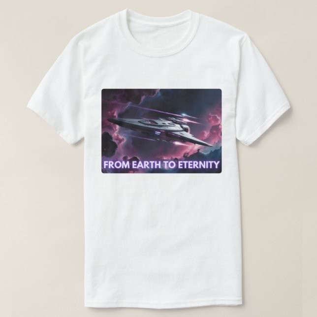 Camiseta Da Terra à Odisseia do Espaço da Eternidade (Frente do Design)